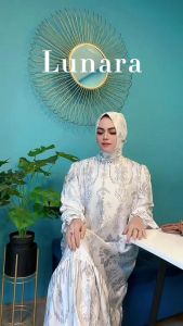 Zahira1808 Lunara Bahan MaxmaraSilk Dengan Hijab Segi Empat Gamis Murah Trendi Baju Syari Muslim Wanita Ibu Terlaris Baju Pesta Adem Nyaman Di Pakai Real pict