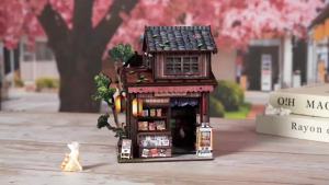 3D Japanese Grocery Store DIY Dollhouse Kit with LED Light Detailed Furniture Handmade Assembly Model Birthday Gift Home Decor