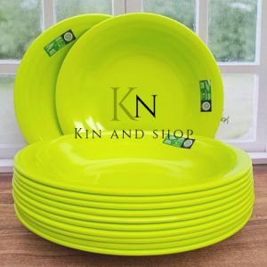 6 pcs piring makan bulat ulir melamin cap ikan terbang tebal dan free bubble wrap