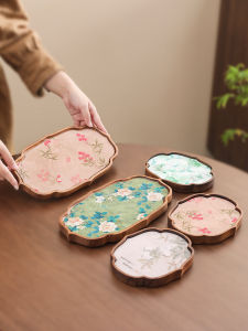Retro Walnut Tea Tray Cloth Art Tea Cup Mat Small Home Use Tea Cup Tray Vintage Tea Plate Bad Tempered Brand 95232