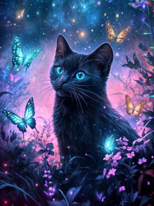 Jigsaw Puzzle Vibrant Calming Beautiful Cat Butterfly Animal Flower Art For Adults Great Weekend Relaxation And Family Fun Gift