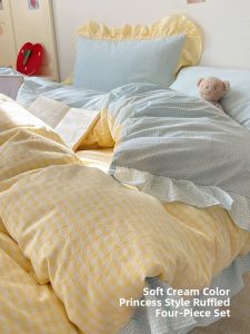 MINGSHA | Korean Creamy Style Washed Cotton Bedding Set