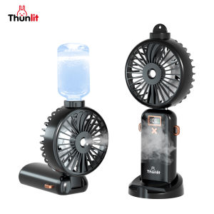 Thunlit Handheld Spray Fan 5000mAh Rechargeable Digital Display Black Water Replenishment Mist Fan