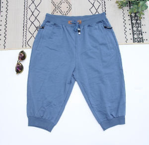 Mens Summer Knitted Loose Fit Casual Sports Sweatpants mid Waist Seven-Foot Pants Cotton Polyester Spandex Elastic Fiber