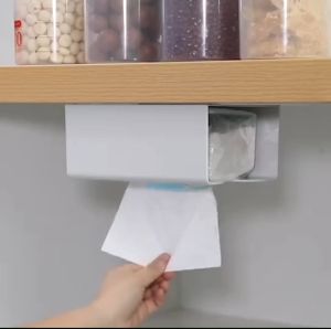 กล่องกระดาษทิชชู่ EK1 มีแผ่นกาวติดผนัง ไม่ต้องเจาะรู สำหรับตกแต่งบ้าน ใช้งานสะดวก