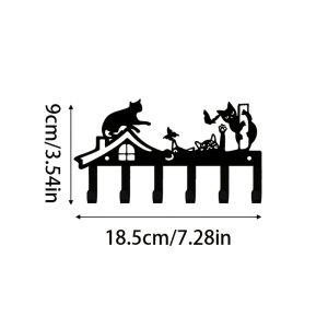 CIFbuy | CIFBUY Cute Cat House Iron Wall Art Metal Key Hook Decor for Home Entryway Coat Leash Storage Organizer Decor