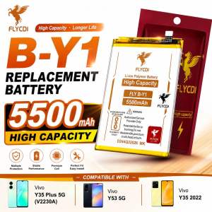 FLYCDI B-Y1 Battery 5500mAh for Vivo Y35 Plus 5G V2230A Y53 5G Y35 2022 Replacement