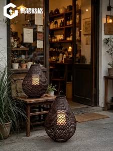 GAOBIGEGE | Outdoor Waterproof Solar Rattan Lantern