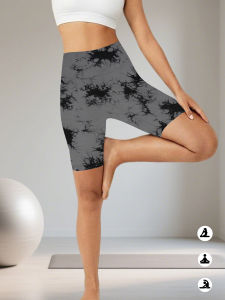 Super Soft High Waisted Tie Dye Sport Biker Shorts for Women No See Running Yoga Athletic Gym Shorts