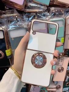 Electroplating Shockproof Phone Case with 360°Ring Holder Kickstand for Samsung Galaxy Z Flip 8 7 FE 6 5 4 3 Flip7 Flip6 Flip8