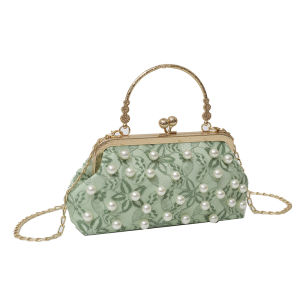 Túi Đeo Vai Thời Trang Bằng Da PU Đính Ngọc Trai Cho Nữ Túi Đeo Chéo Phong Cách Cài Nút Khóa Thời Trang Mùa Hè 2024 Túi Dạ Hội