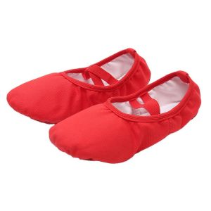 Red Ballet Dance Shoes for Girls Soft Bottom Real Leather Professional Practice Shoes Black Childrens Dance Footwear