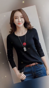 [ Xả Kho Giá Sốc * ] Áo thun nữ cổ tròn dài tay giữ nhiệt chất thun lạnh co giãn ấm áp dễ thương