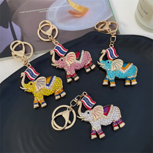 Y2E2noa War Elephant Thailand Hot-Selling Oil-Drip Elephant Car Keychain Pendant Small Gift