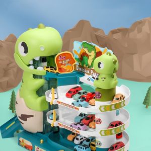 Electric dinosaur GARAGE toys 3 level car parking lot and map