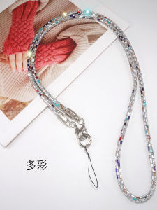 Luxurious Womens Diamond Embedded Crossbody Phone Strap Double Buckle Long Rope Neck Hanging High-End Outdoor Camera Accessory