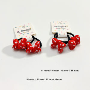Red Polka Dot Hair Ties for Girls Butterfly Knot Hair Accessories Korean Style Student Children Hair Bands Elastic Hair Bands
