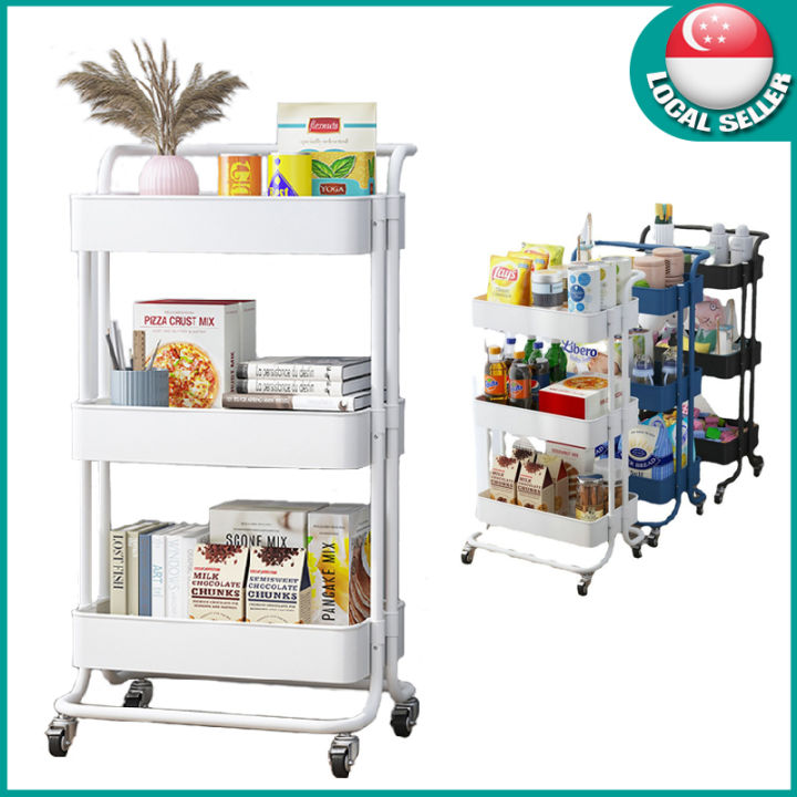 🇸🇬【sg Stock】movable Trolley Rack   Storage Utility Cart Multipurpose 