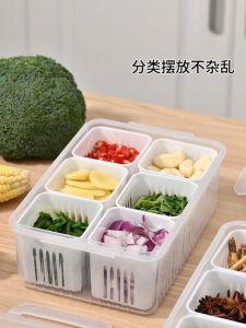 กล่องถนอมอาหาร แยก 4/6ช่อง กล่องพลาสติกโปร่งใส กล่องเก็บอาหาร กล่องเก็บของในตู้เย็น กล่องเก็บผัก พร้อมฝาปิด