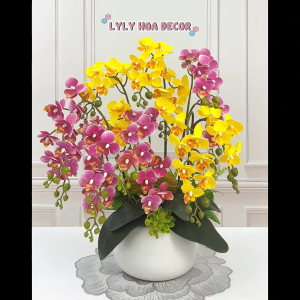 COMBO 5-10 Cành lan hồ điệp cao su cao cấp cánh mềm ướt siêu thật đẹp. Hoa Lụa Decor