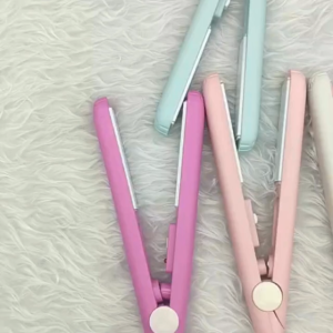 Mini Hair Straightener Ceramic Flat Iron Portable Travel Size Fast Heat 2 Pin Plug Hair Curler