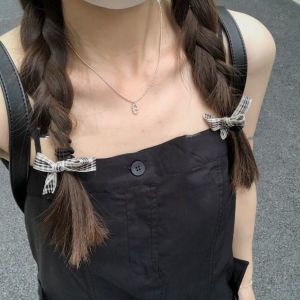 น่ารัก ลายสก็อต ผูกผมหางคู่ปมผีเสื้อสไตล์วิทยาลัยของเด็กผู้หญิงที่คาดผมเทพนิยายมูลค่าความงามสูง หวาน แฟชั่น