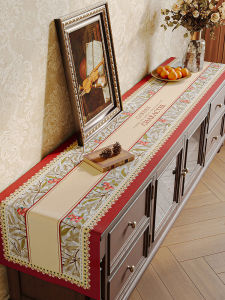 Thickened Cotton Linen Waterproof American Country Style TV Cabinet Table Flag Long Strip Shoe Cabinet Cover Cloth Home High End Fabric Decoration