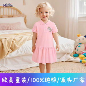 Cute Little Maven Girls Cotton Dress Summer Short Sleeve Childrens Skirt Pure Cotton Childrens Dress European Style Baby Clothes