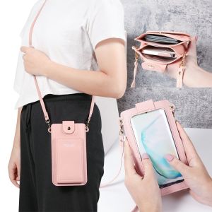 2024 new solid color fashion simple shoulder bag slung mobile phone bag womens drivers license card wallet