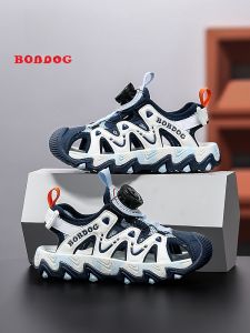 Bobdog Childrens Sandals Boys Summer Anti-slip Soft Bottom Headed Sports Beach Shoes Trendy Breathable Korean Style Fabric