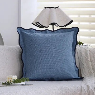 Blue Sofa Pillow Cover Living Room Window Seat Cushion White Sofa Non-Core Detachable Washable Modern Simple Style Home Decor