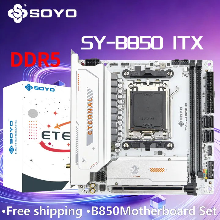 SoYo | SOYO B850ITX AMD Motherboard AMD Ryzen AM5 DDR5 Supports CPU 8000 9000 Processors Pcie5.0x16 Pcie4.0x4 M.2 ARGB WIFI6 DHMI DP