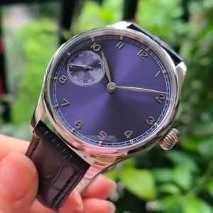 Men Watch Sapphire Crystal41mm Dial Seagull St3600 Four-plate Movement Leaf-shaped Hands Water Resistance Genuine Leather Strap