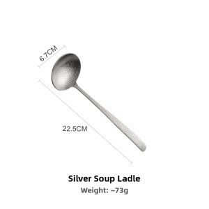 OUDING | Korean Patterned 304 Stainless Steel Long Handle Soup Strainer Ladle