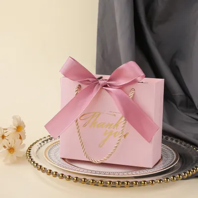 10pcs Pink Thank You Gift Bags - Reusable & Durable Paper Bags with Stylish Handles - Perfect for Birthday Wedding Party Favors