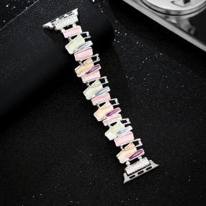 Dopamine Strap For Apple Watch 9 8 7 6 5 4 SE UItra 2 Geometric Lady Metal Elastic Bracelet for iWatch 42mm 40 38 41 49 45 44mm