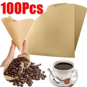 100PCS V60 Coffee Paper Filter / Hand-Poured Drip Strainer / V01 Natural Mocha Pot Papers Filters / Disposable Natural Paper Filters
