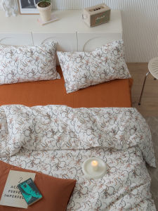 Rustic Floral Cotton Bedding Set 100% Combed Cotton Quilt Cover Sheet Bed Canopy Style Four-Piece Bedding Collection