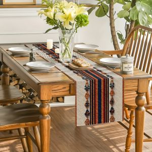 1-Piece American Bohemian Geometric Stripe Table Runner All-Season Universal Multi-Scene Use