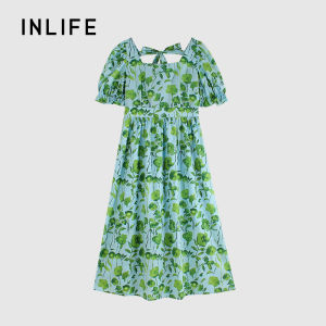 INLIFE | Beach Vacation Style Cinched Waist Floral Print Dress