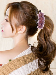 Fashionable Floral Banana Clip Vertical Hair Clip Silk Scarf Hair Accessory Elegant Horse Tail Clip Hair Decoration