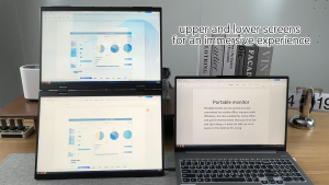 HGFRTEE Folding Monitor Dual Portable Display Built-in Stand 16iary External Screen Compatiblbile Phone PC Mac