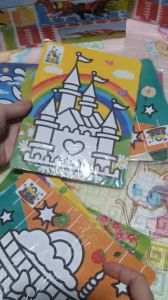 Combo 5 Tranh cát màu khổ A5 kèm 6 màu cát đa dạng mẫu cho bé 21x15cm có bán thêm cát riêng