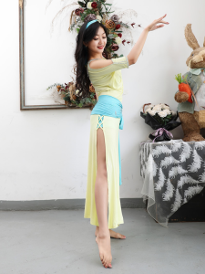 Belly Dance Practice Costume Modal Long Skirt Color Block Folklore Robe Shaabi New 2025 Dance Performance Suit Bellyqueen