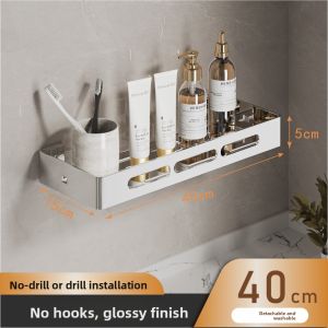 WEIMEIYUAN | Wide Stainless Steel No-Drilling Wall Mounted Bathroom Shelf