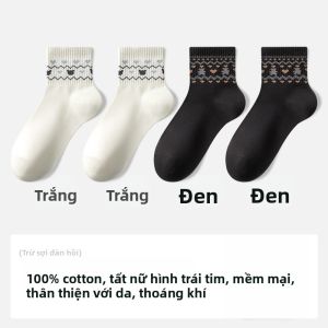 Vớ cổ trung Fair Isle mềm mại thoáng khí không xương