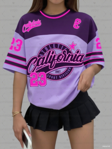 Womens Sports Jersey California 23 Print Short Sleeve T-Shirt Summer Graphic Tee Baseball Jerseys Plus Size Mens Sport T-Shirt