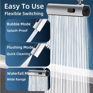 Rotation Waterfall Kitchen Faucet 3-Function Kitchen Sink Spray Nozzle High Pressure Kitchen Tap for Kitchen Sink