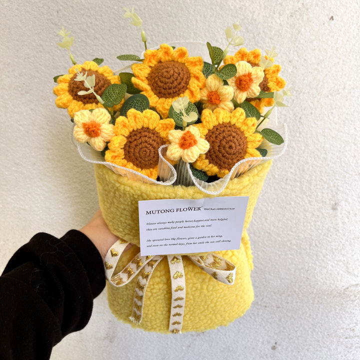 Handmade Crochet Sunflower Bouquet Teacher's Day Gift Creative