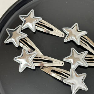 C.three Silver Five-pointed Star BB Clip Sweet Hot Style Hair Clip Women High-end Hair Clip